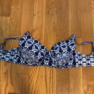 Blue and white supportive bathing suit top 36 DD